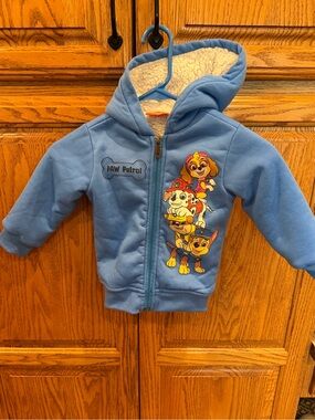 Paw Patrol Bright Blue Sherpa-Lined Hoodie with Character Print size 2T
